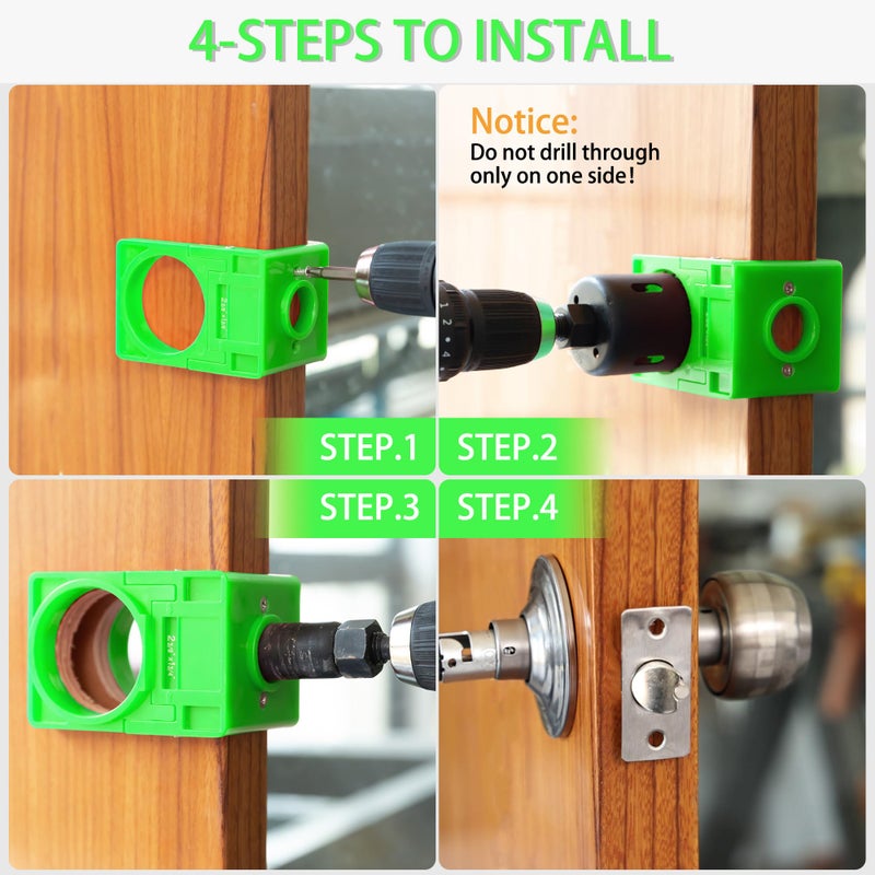 RKK Door Lock Installation Kit Deadbolt Hole Saw Kit Door Knob Hole Saw Kit Deadbolt Installation Kit (Green) - Image 3